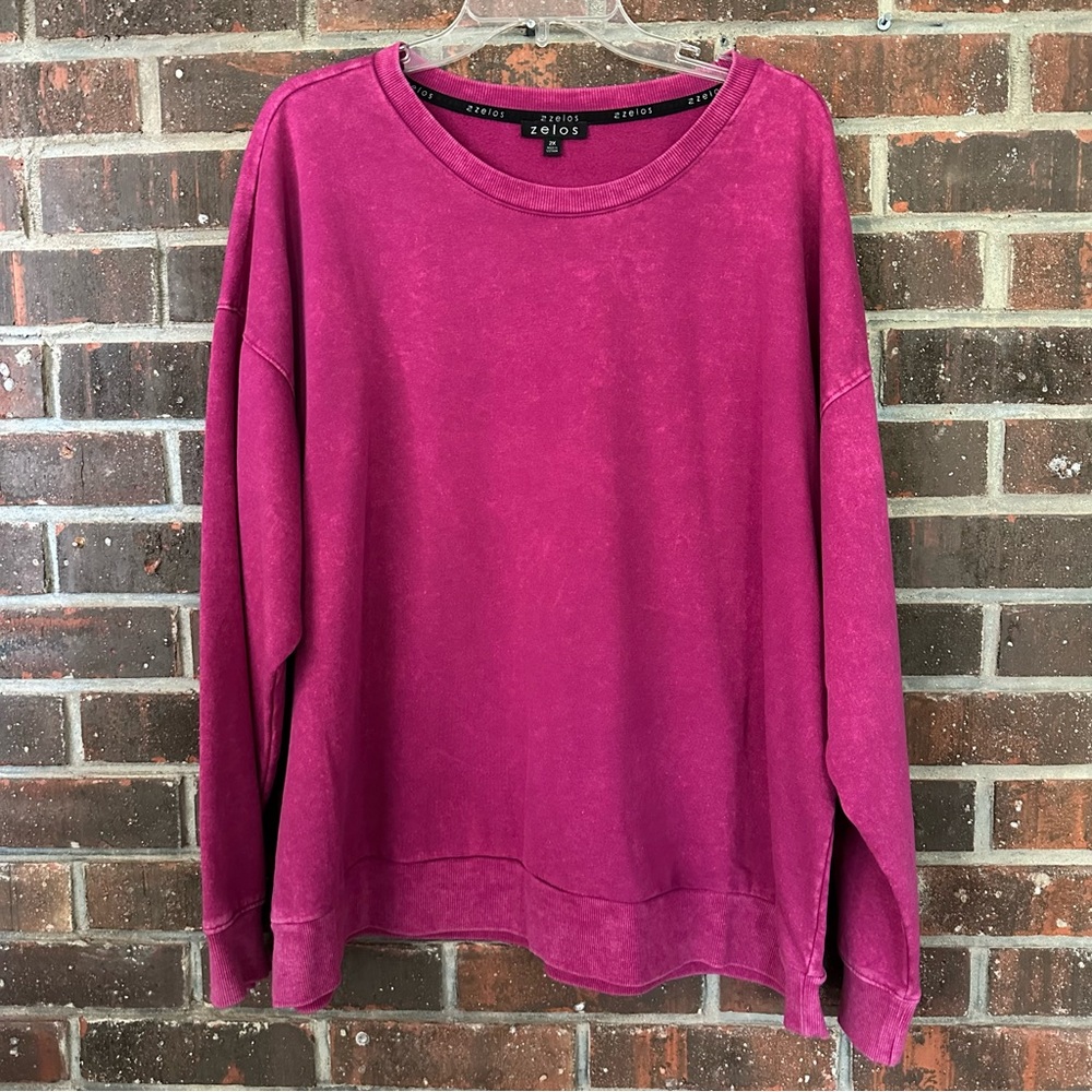 NWOT Pink Stonewashed Plus Size Zelos Crewneck Sweatshirt
